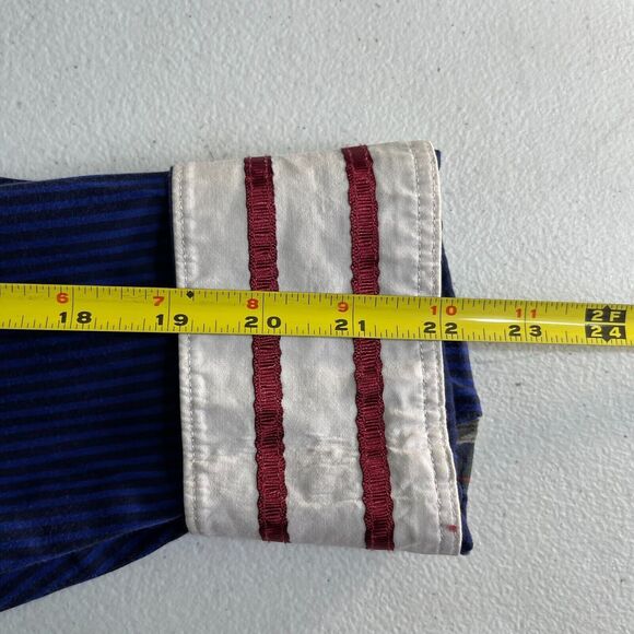 Robert Graham Shirt Men XL Blue Stripes Flip Cuff Long Sleeve Button Up - Picture 9 of 10